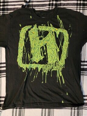 Graphic Short Sleeve Tee - Black with Neon Green Print